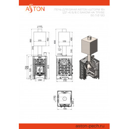 Печь для бани ASTON «Шторм 16» (ДТ-4) б/в с баком на трубе 50л ?120 (AISI 439) «ШТОРМ» (АСТОН)