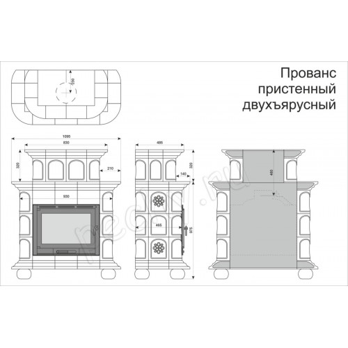 Печь-камин Прованс пристенный-двухъярусный Кимры